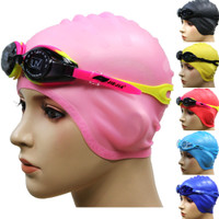 防霧游泳鏡+防水護耳硅膠游泳帽